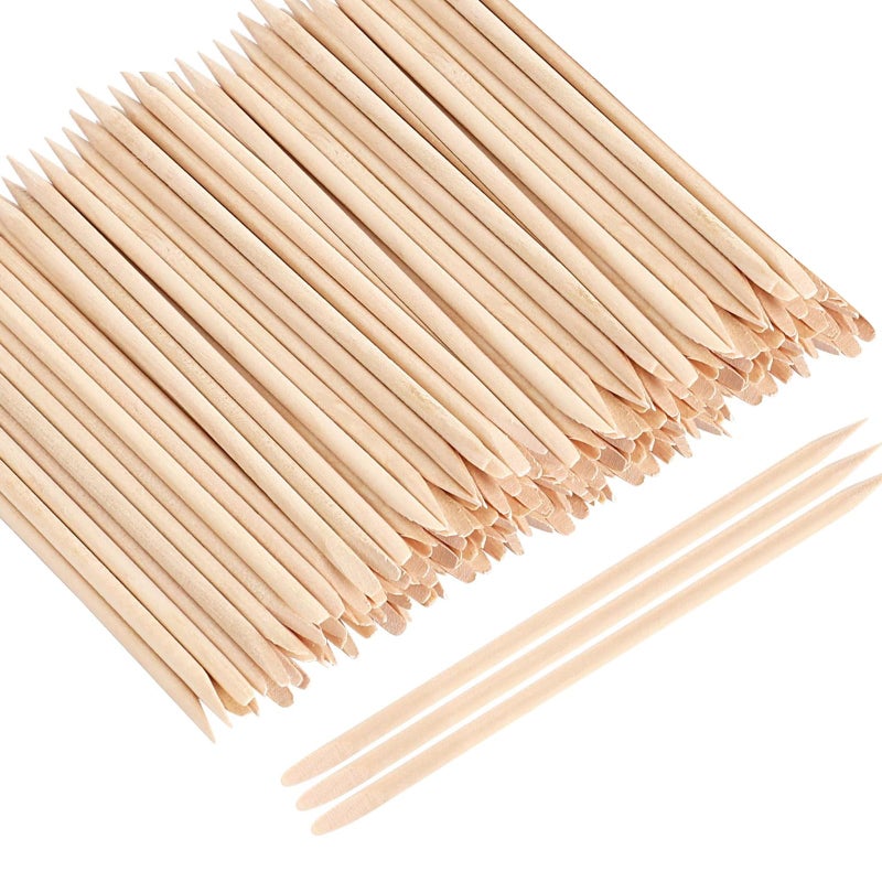 elook 200PCS Orange Sticks, Wooden Cuticle Sticks for Manicure Pedicure, Dual Ended Nail Care Sticks with Pointed and Flat Ends, Suitable for Nail Styling, Eyebrow Shaping and Home Care